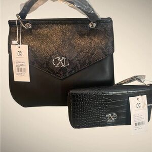 Christian Lacroix Black Satchel and Wallet Combo NEW